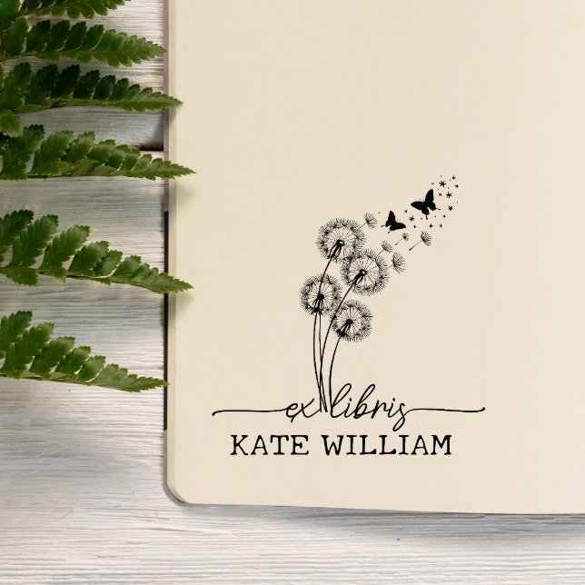 Dandelion & Butterflies Custom ex libris Self-inking Stamp (Creator Uploaded)