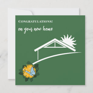Dandelion Butterflies Green Congrats on New Home Card