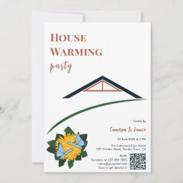 Dandelion Butterflies Housewarming Party QR Code Invitation