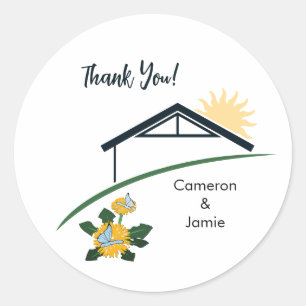 Dandelion Butterflies Thanks New Home Party Guest Classic Round Sticker