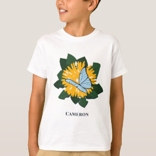 Dandelion Butterflies Yellow and Green Custom Name T-Shirt