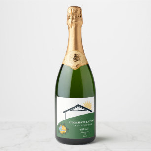 Dandelion Butterfly Congratulations - New Home Sparkling Wine Label