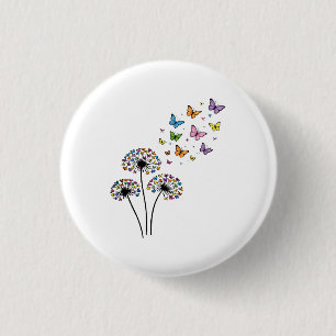 Dandelion butterfly flow 3 cm round badge