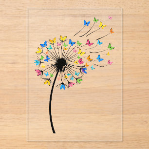 Dandelion butterfly flow acrylic invitations