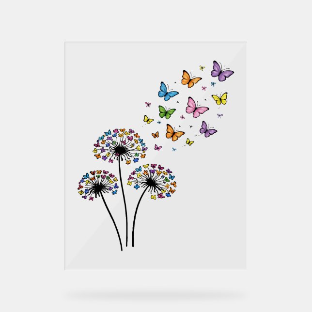 Dandelion butterfly flow acrylic sign (Front)