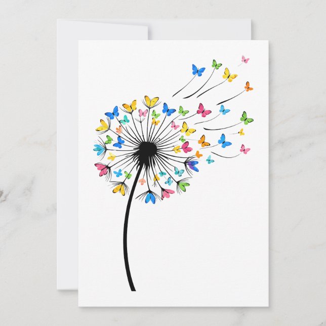 Dandelion butterfly flow invitation (Front)