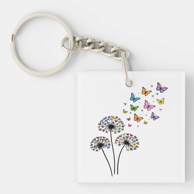 Dandelion butterfly flow key ring (Front)