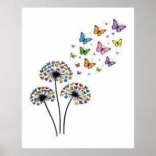 Dandelion butterfly flow poster