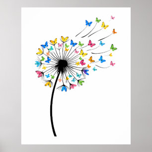 Dandelion butterfly flow poster