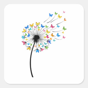 Dandelion butterfly flow square sticker