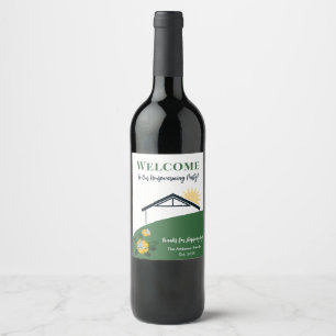 Dandelion Butterfly Welcome to Our New Home Party Wine Label
