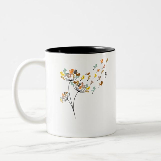 Dandelion Cats Flower Colourful Pet Cat Two-Tone Coffee Mug (Left)