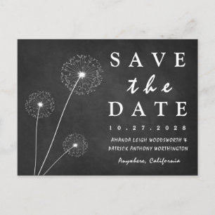 Dandelion Chalkboard Country Save The Date Cards