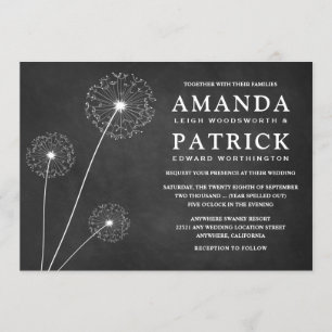 Dandelion Chalkboard Country Wedding Invitations