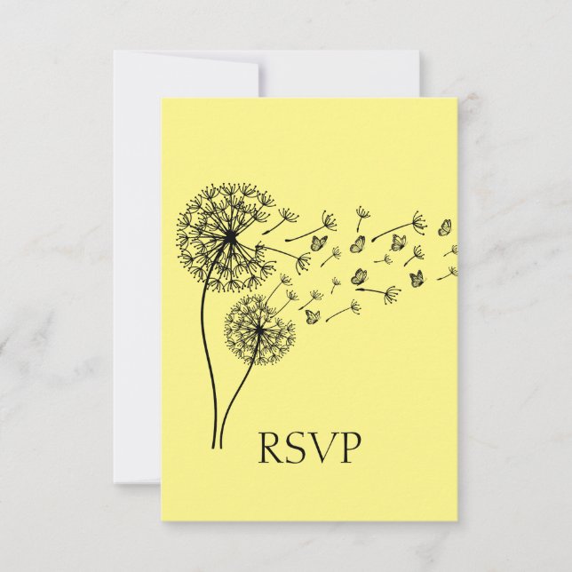 Dandelion Clock Butterflies Personalised RSVP Card (Front)