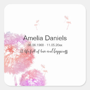 Dandelion Clock in loving Memory Square Sticker