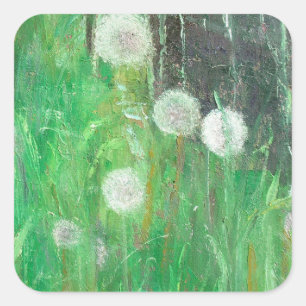 Dandelion Clocks in Grass 2008 oil on canvas Square Sticker