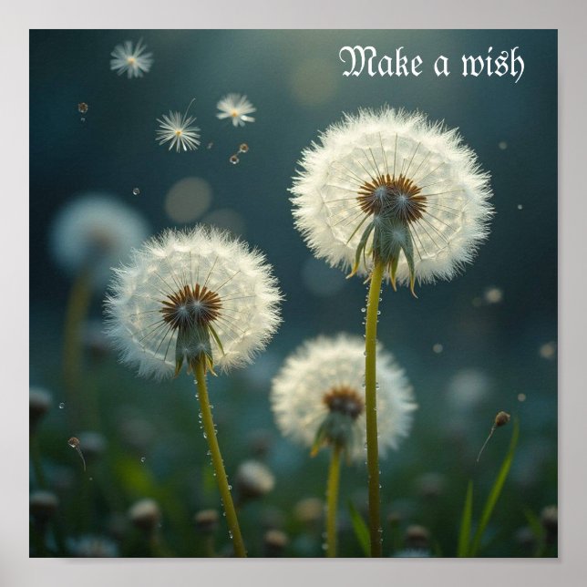 Dandelion Clocks Make a Wish Poster (Front)