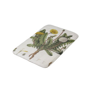 Dandelion (colour engraving) bath mat