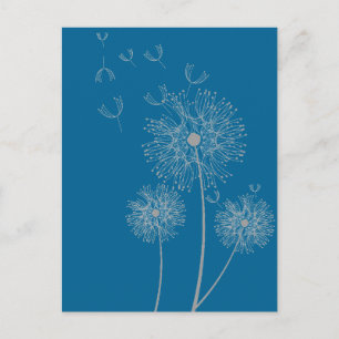 Dandelion colour modern floral art postcard
