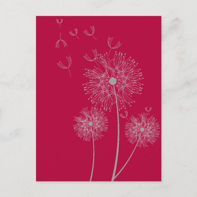Dandelion colour modern floral art postcard (Front)