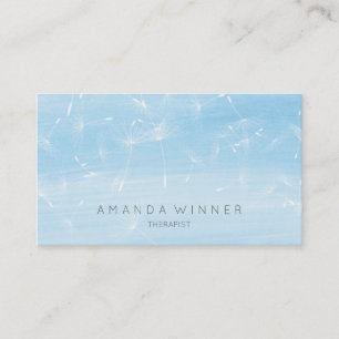 Dandelion Confetti Blue Watercolor Therapist Business Card