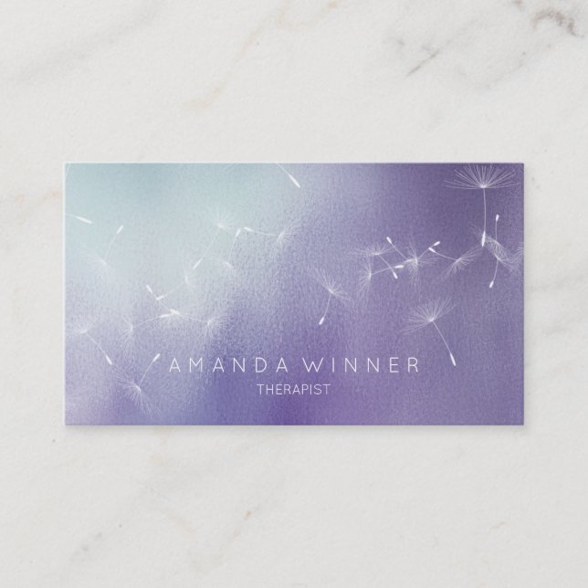 Dandelion Confetti Mint Purple Ombre Therapist Business Card (Front)