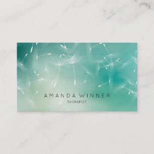 Dandelion Confetti Mint Teal Ombre Therapist Business Card