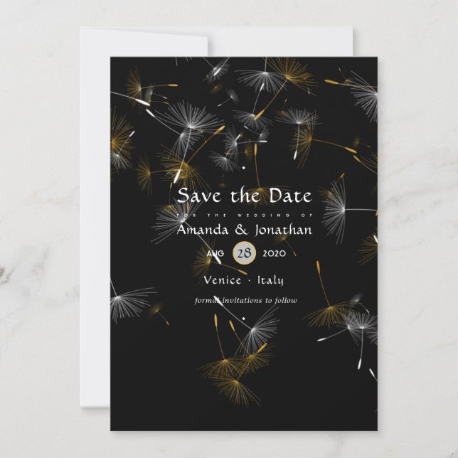 Dandelion Confetti Wedding Save The Date (Front)