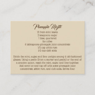 Dandelion Country Wedding Signature Drink Recipe Enclosure Card