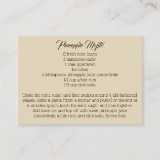 Dandelion Country Wedding Signature Drink Recipe Enclosure Card