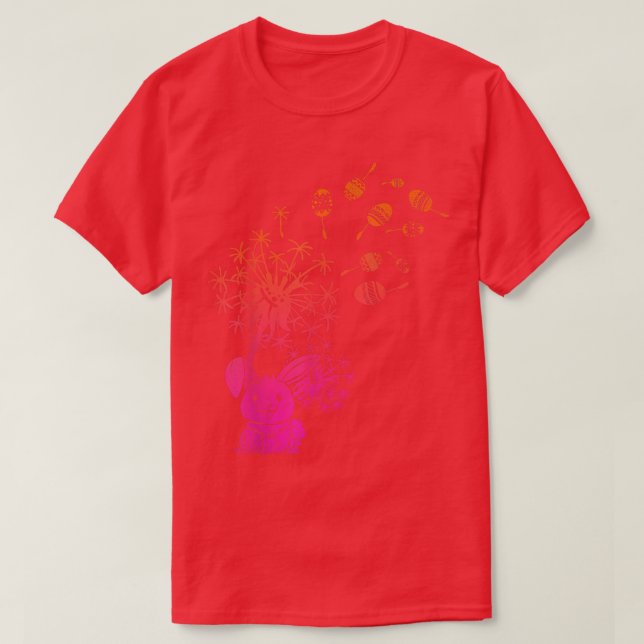 Dandelion Easter Holiday Easter Eggs Rabbit Happy  T-Shirt (Design Front)