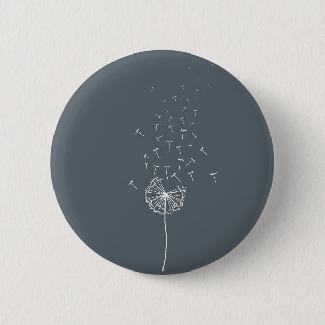 Dandelion encouragement design grey 6 cm round badge (Front)