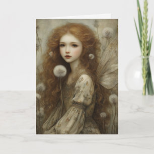 Dandelion Fairy Woodland Fantasy Watercolor Art Card