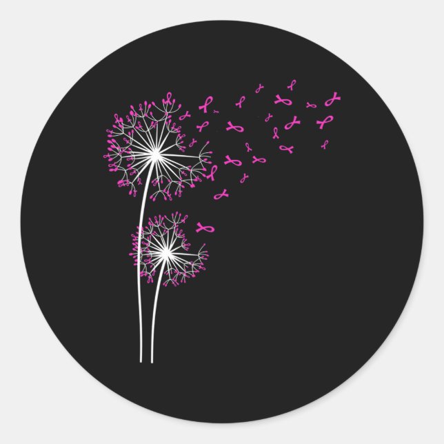 Dandelion Faith Hope Love Breast Cancer Awareness  Classic Round Sticker (Front)