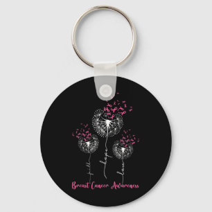 Dandelion Faith Hope Love Breast Cancer Awareness  Key Ring