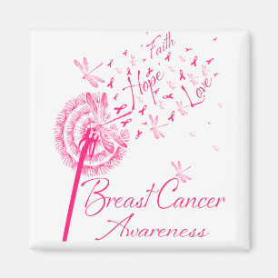 Dandelion Faith Hope Love Breast Cancer Awareness Magnet