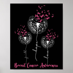 Dandelion Faith Hope Love Breast Cancer Awareness Poster