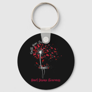 Dandelion Faith Hope Love Heart Disease Awareness Key Ring