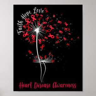 Dandelion Faith Hope Love Heart Disease Awareness Poster