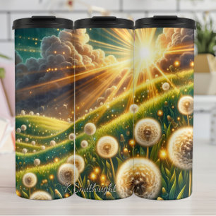 Dandelion Field Golden Hour Glow Thermal Tumbler