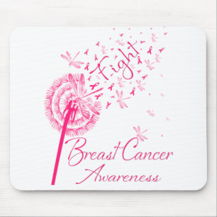 Dandelion Fight Breast Cancer Awareness Dragonfly. Mouse Mat