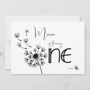 Dandelion first birthday invitation