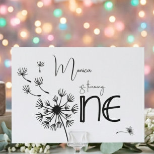 Dandelion first birthday invitation