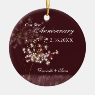 Dandelion First Wedding Anniversary Photo Keepsake Ceramic Tree Decoration