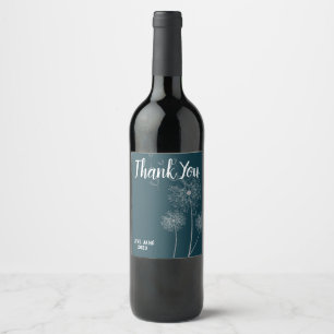 Dandelion floral modern thank you gift wine label