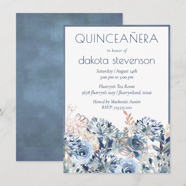 Dandelion Floral | Muted Bouquet Quiceanera Invitation (Front/Back)