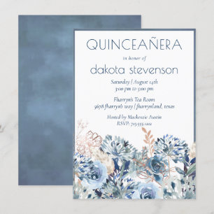 Dandelion Floral   Muted Bouquet Quiceanera Invitation