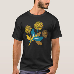 Dandelion floral pattern black ver T-Shirt