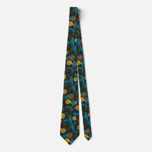 Dandelion floral pattern black ver tie